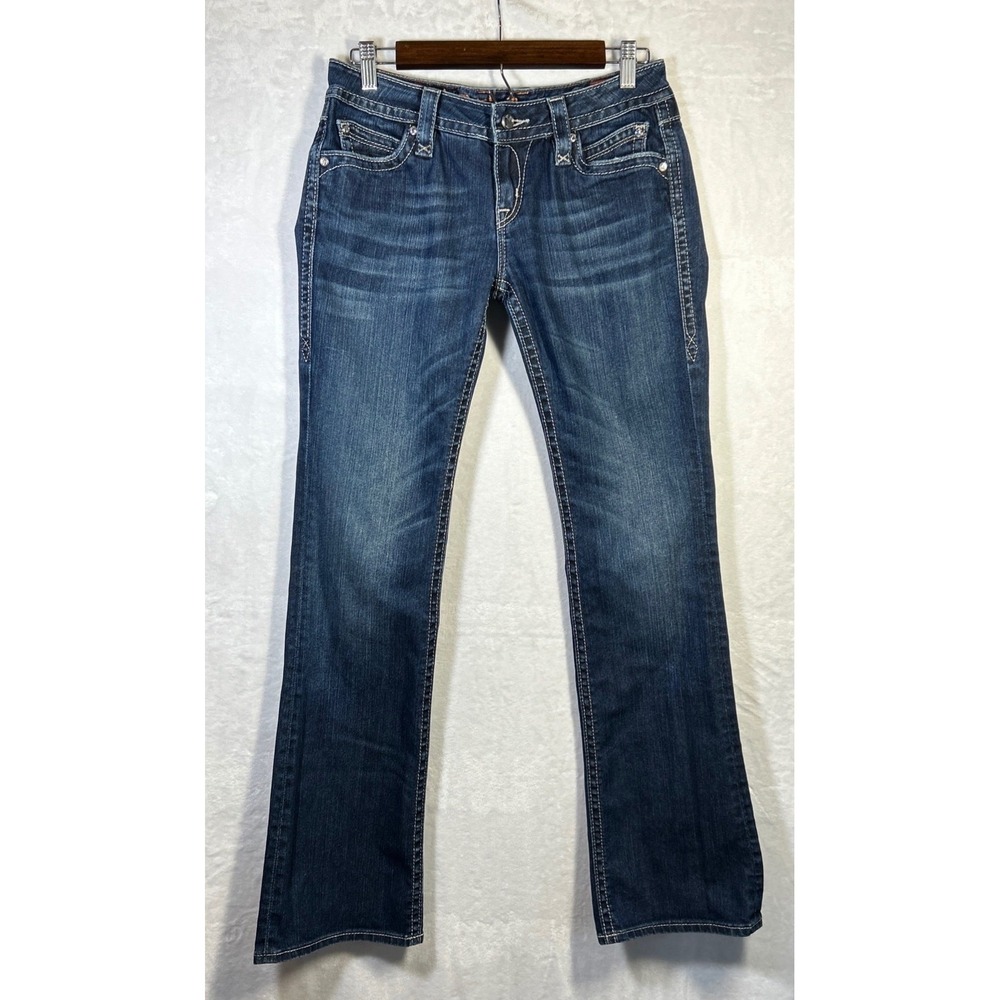 Rock Revival Jeans Womens 28 (28x32) Bootcut Elena Embellished Dark Blue Wash